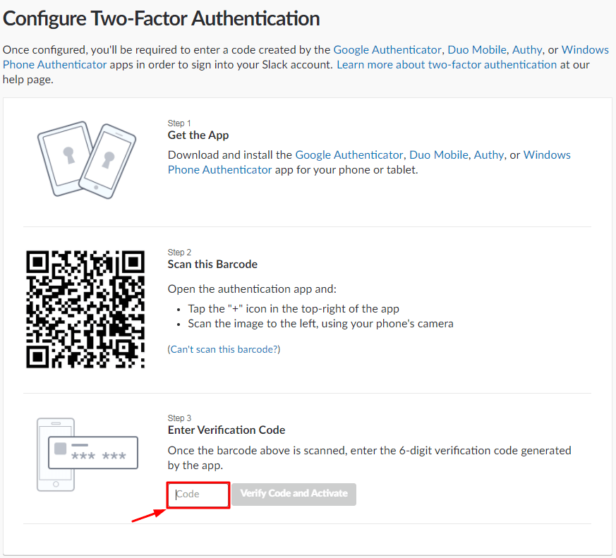 How to Enable Slack 2FA with Protectimus Slim NFC QR code