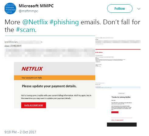 Netflix phishing scam example