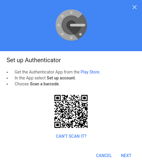 Google Authenticator QR code