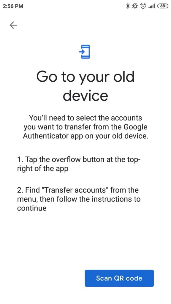 Google Authenticator transfer to Android