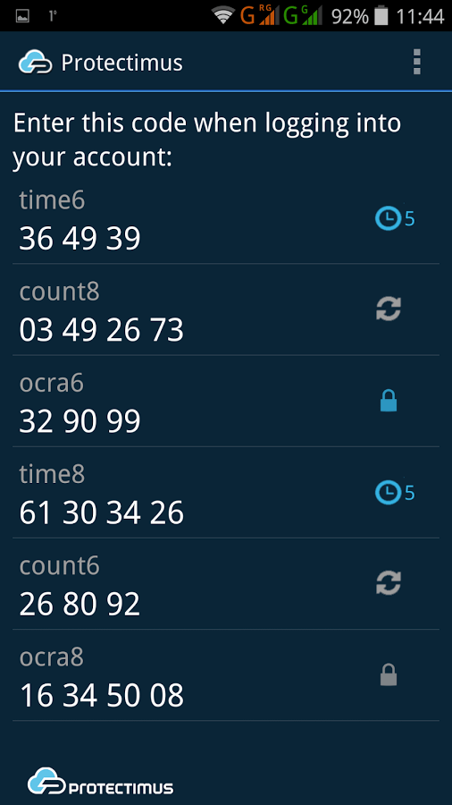 Two factor authentication app Protectimus Smart