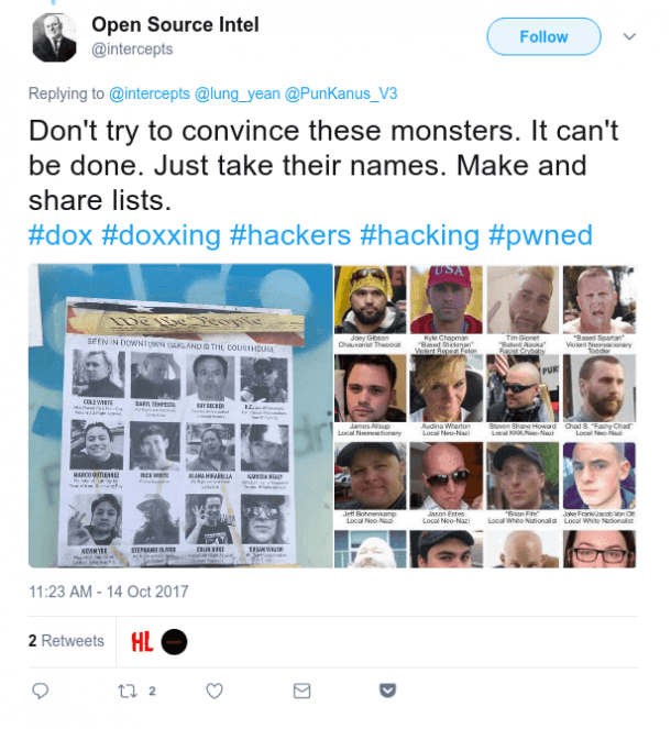 Doxing example with names