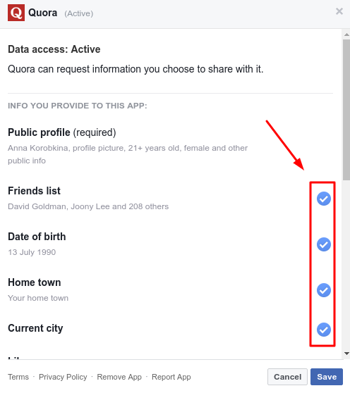 Facebook Apps Privacy Settings