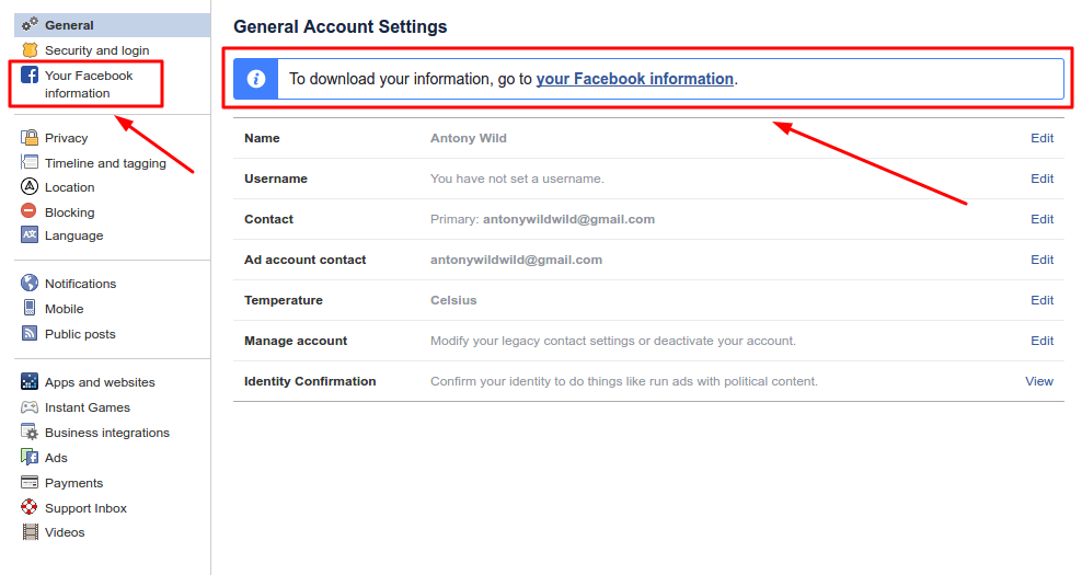 How to download your Facebook information