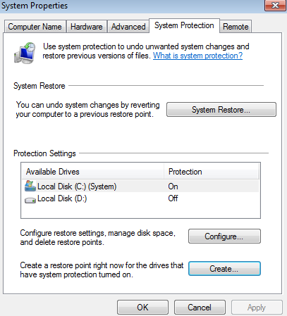 Windows Computer Safety Tips - Create a restore point