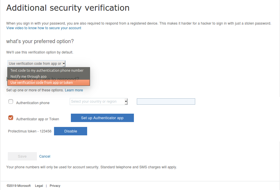 How to set OATH token as the default 2FA method