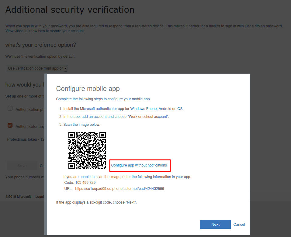 How to configure 2FA app withoun notifications