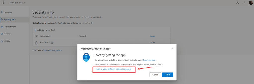 Office 365 2FA hardware tokens setup step 4