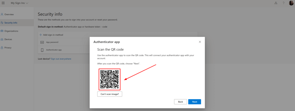 How to add hardware 2 factor authentication token to Office 365 step 6