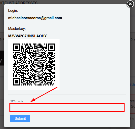 How to Set Up 2 Factor Authentication on ICE3X step 6 enter the 2FA code