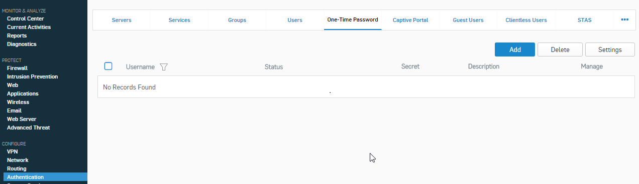 Sophos OTP with hardware tokens Protectimus Slim NFC - Step 1