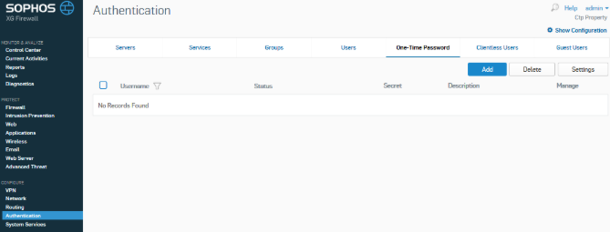 Sophos MFA with classic TOTP hardware tokens - step 2