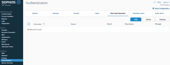 Sophos MFA with classic TOTP hardware tokens step 2