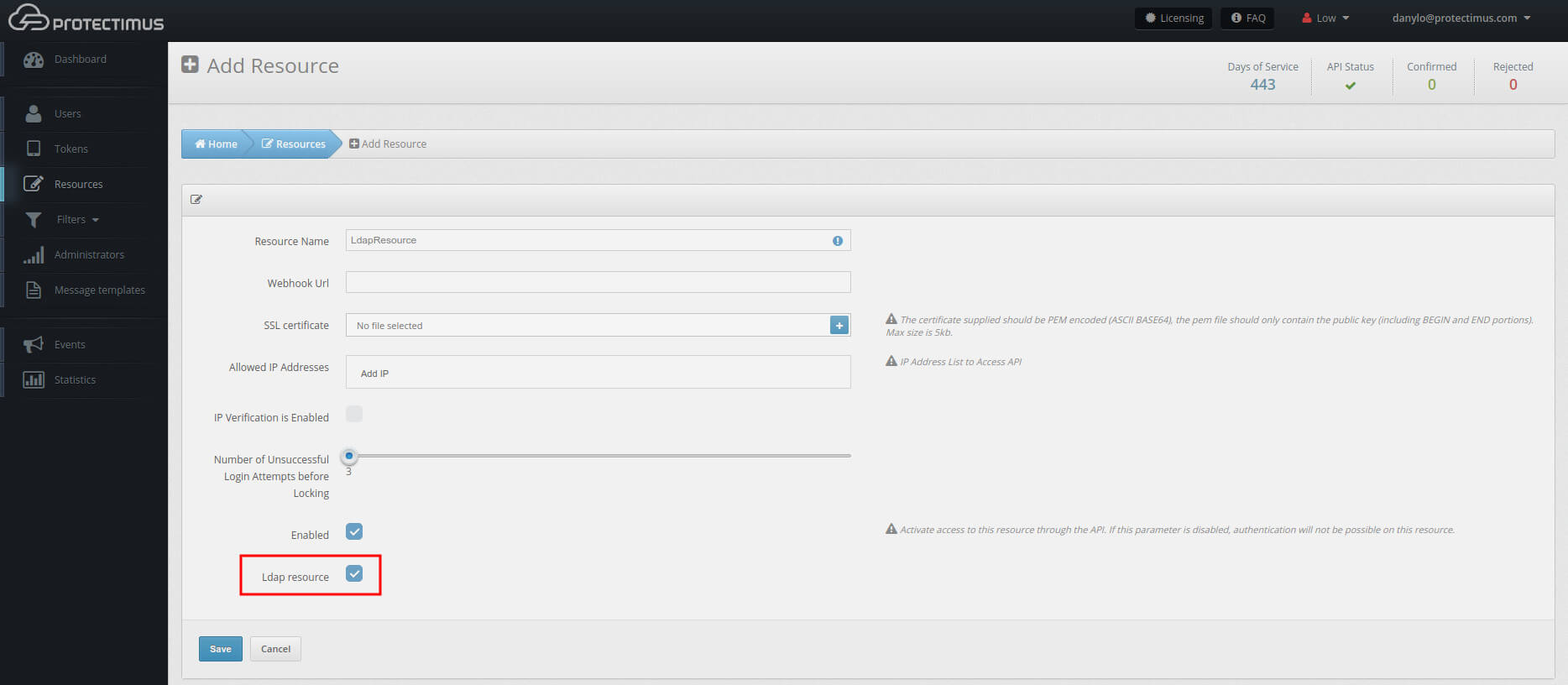 Active Directory two-factor authentication setup with Protectimus DSPA - Add Resource