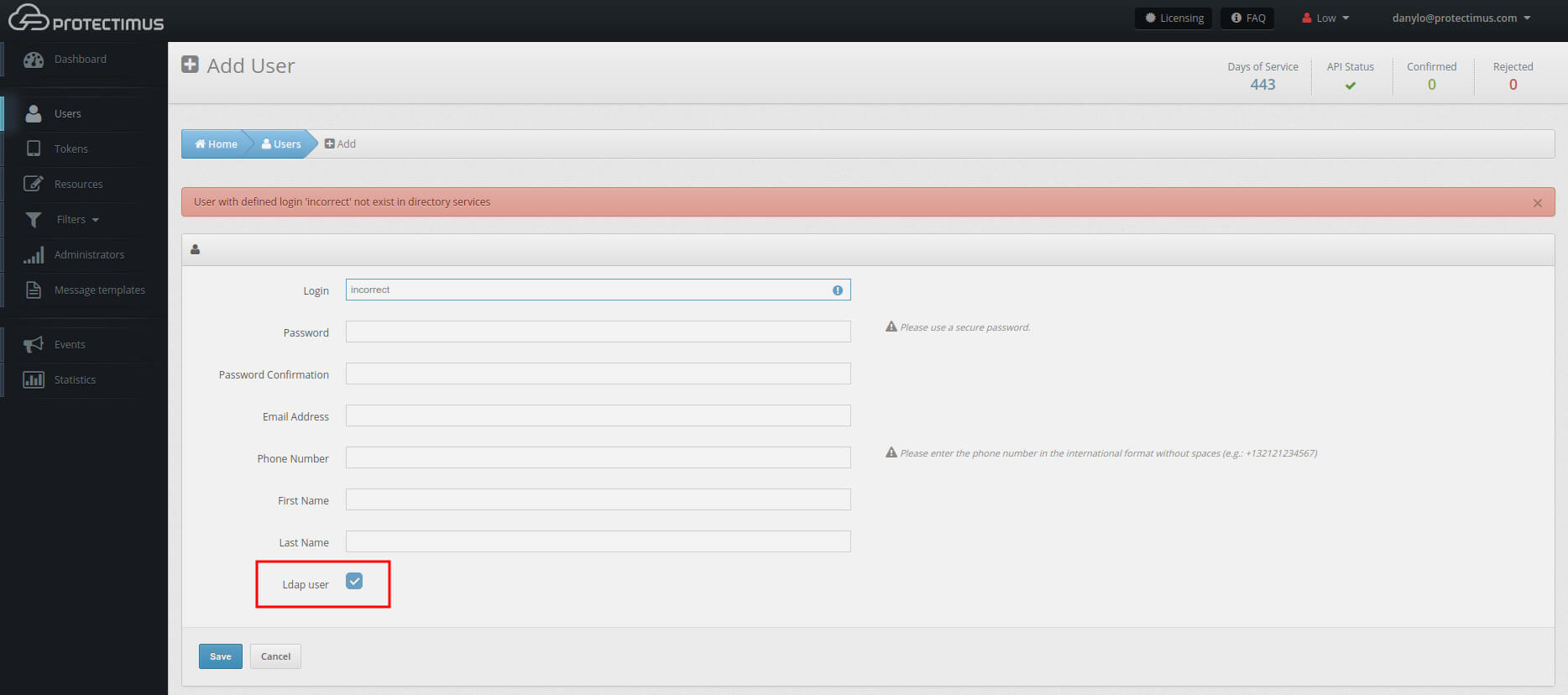 AD two-factor authentication setup with Protectimus DSPA - Add Users