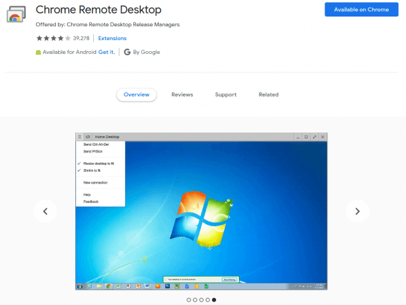 Remote work via Chrome Remote Desktop