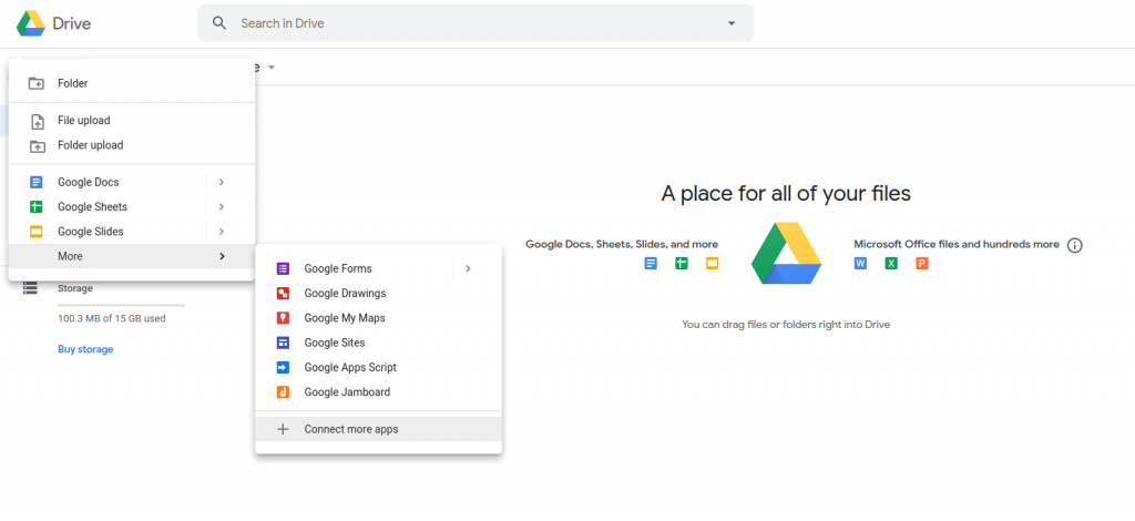 Google Drive cloud service for remote work