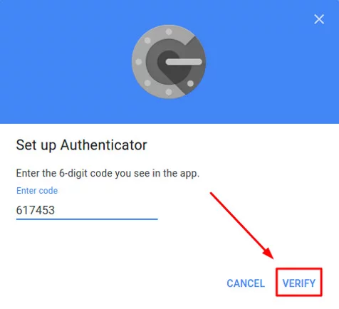 Enter the one-time password from Google Authenticator