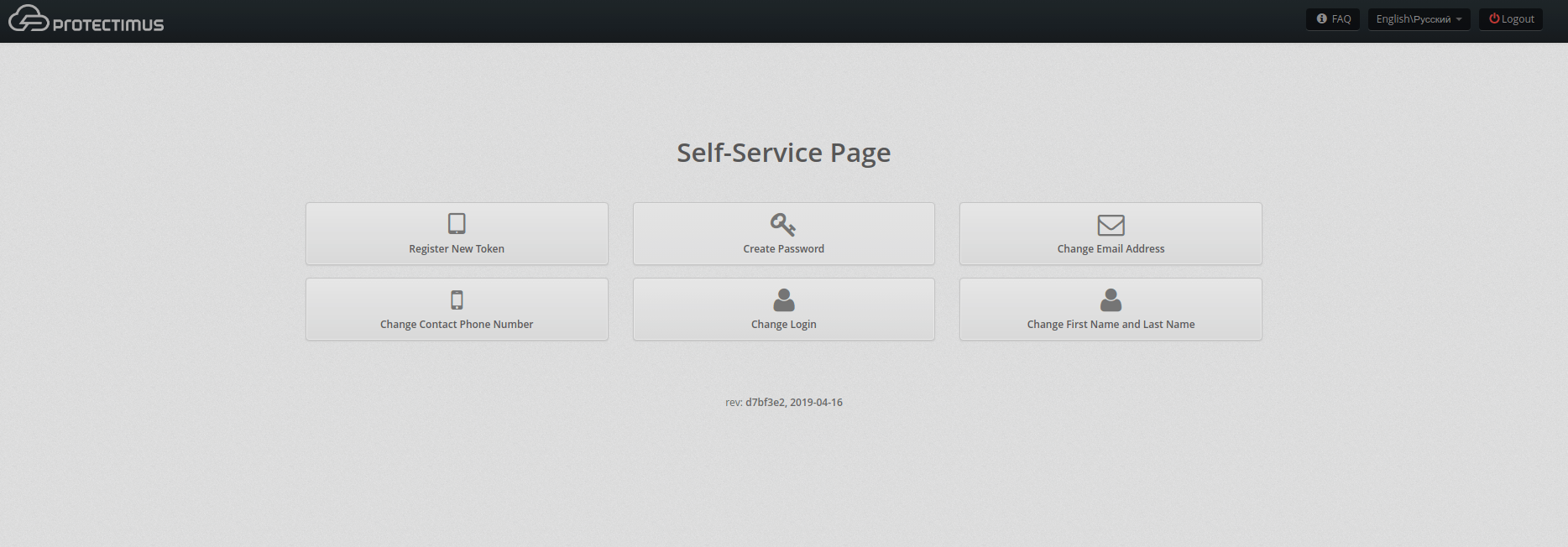 OWA two-factor authentication setup Protectimus DSPA - self-service page