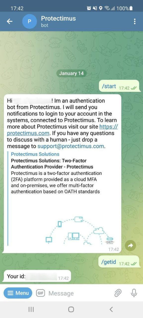 Protectimus Bot in Telegram