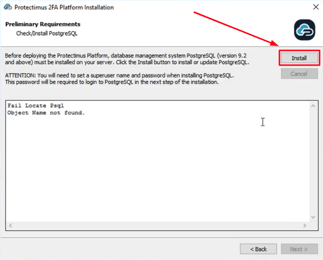 How to install the Protectimus On-Premise Two-Factor AUthentication Platform on Windows - step 3