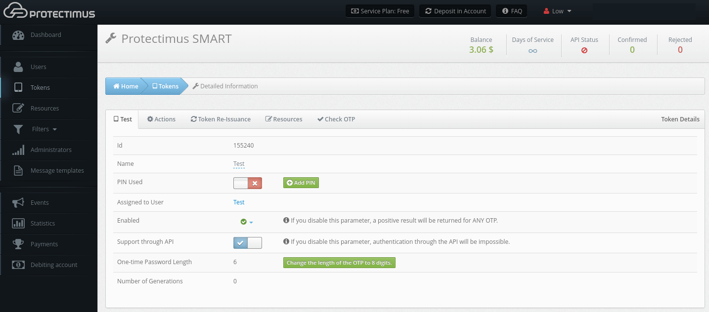 Working with tokens in Protectimus 2FA system - How to edit the token