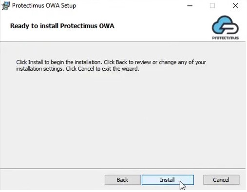 Protectimus OWA multi-factor authentication component installation - step 5