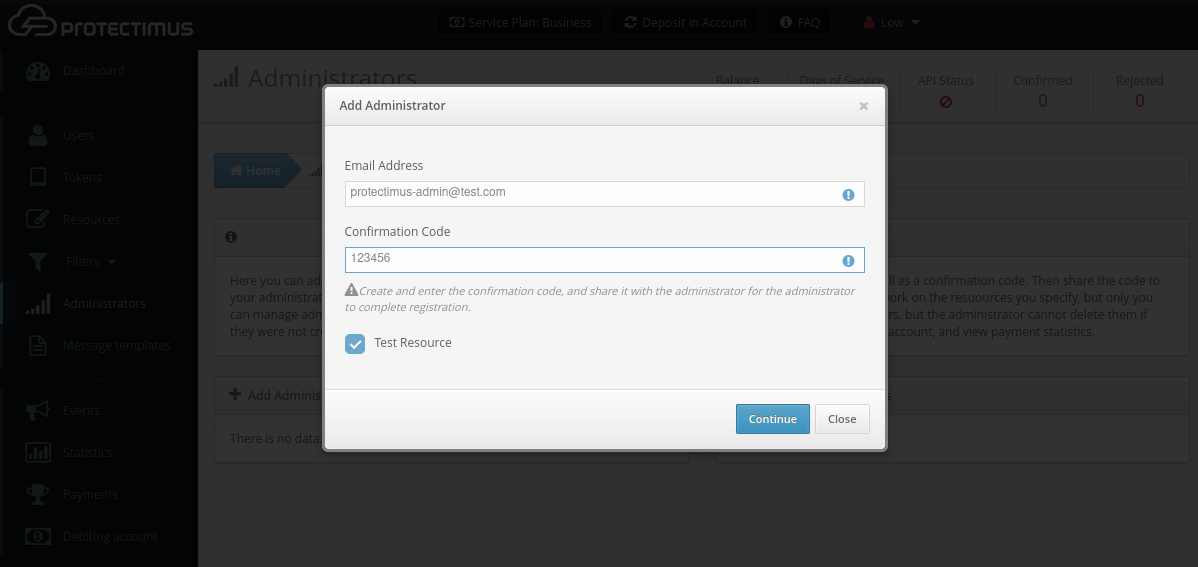 How to add an Administrator in Protectimus two-factor authentication system - step 3