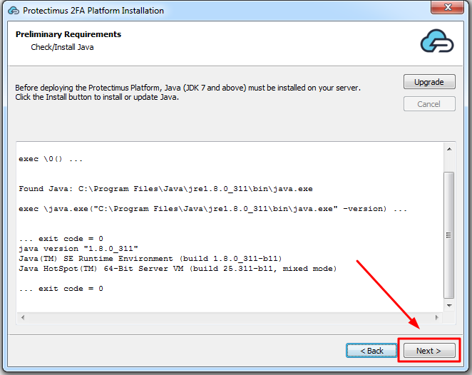 How to install Protectimus RProxy - update Java and click Next