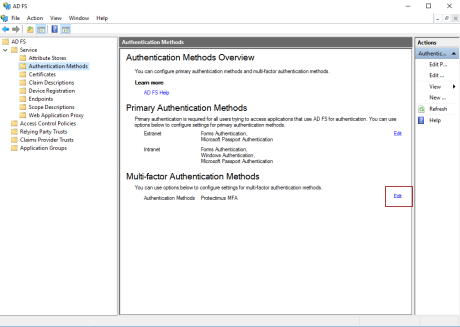 ADFS 4.0 two-factor authentication setup - step 1