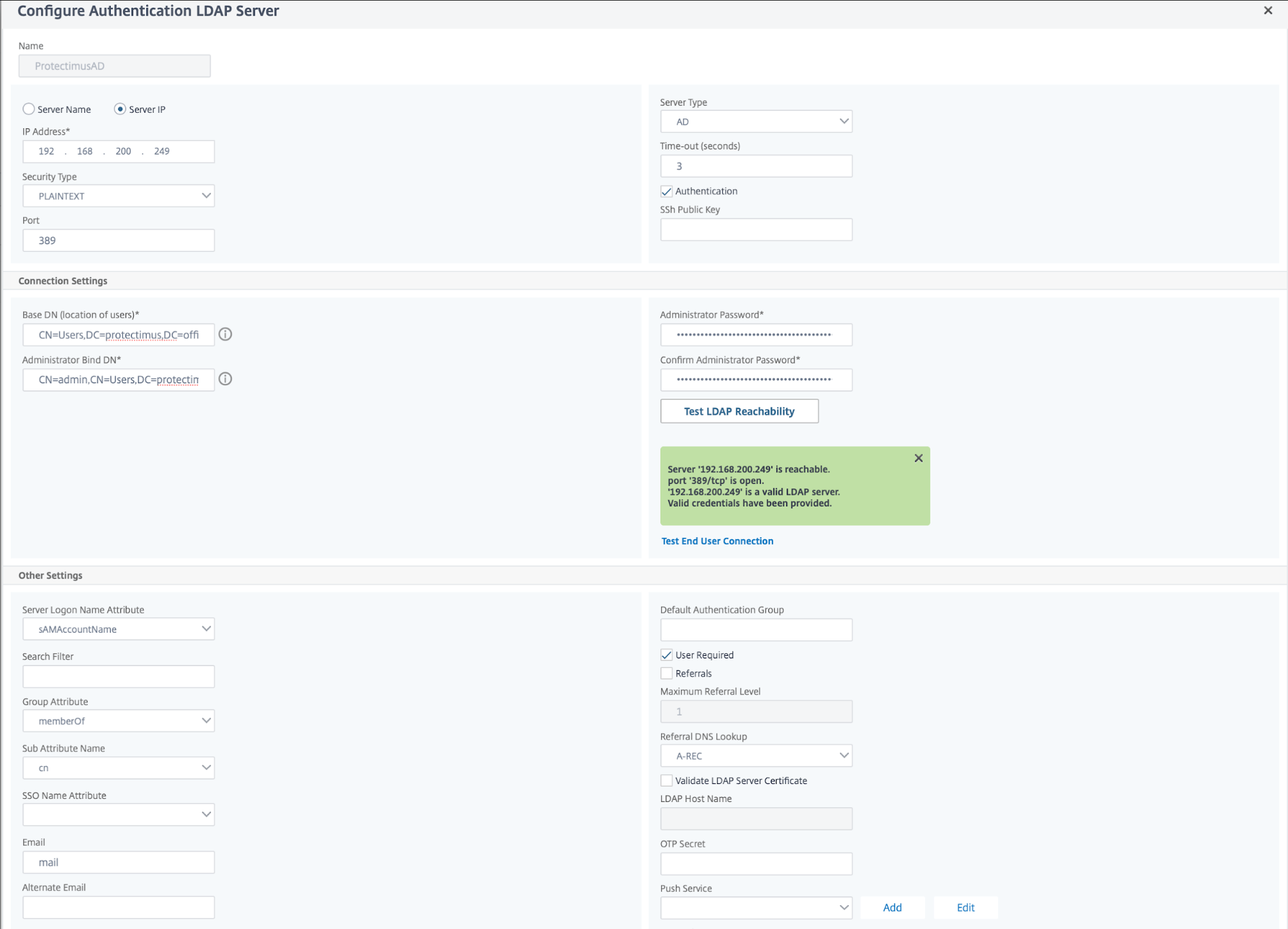 Citrix Gateway two-factor authentication setup - step 1