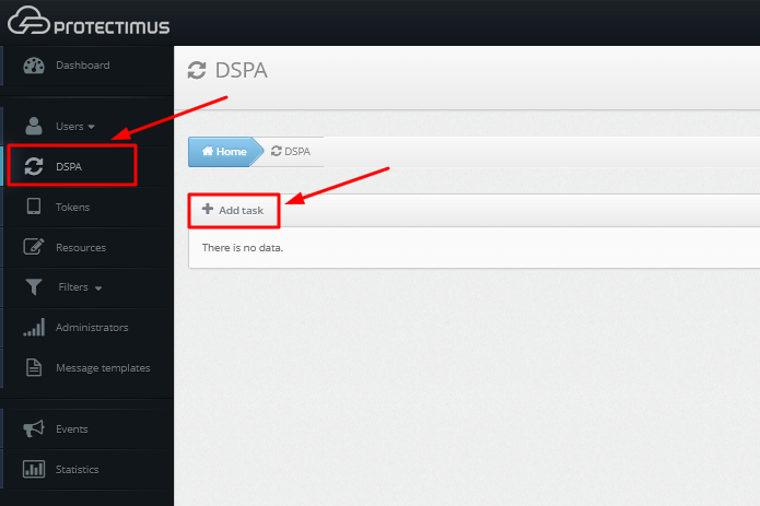 Protectimus DSPA setup - step 1