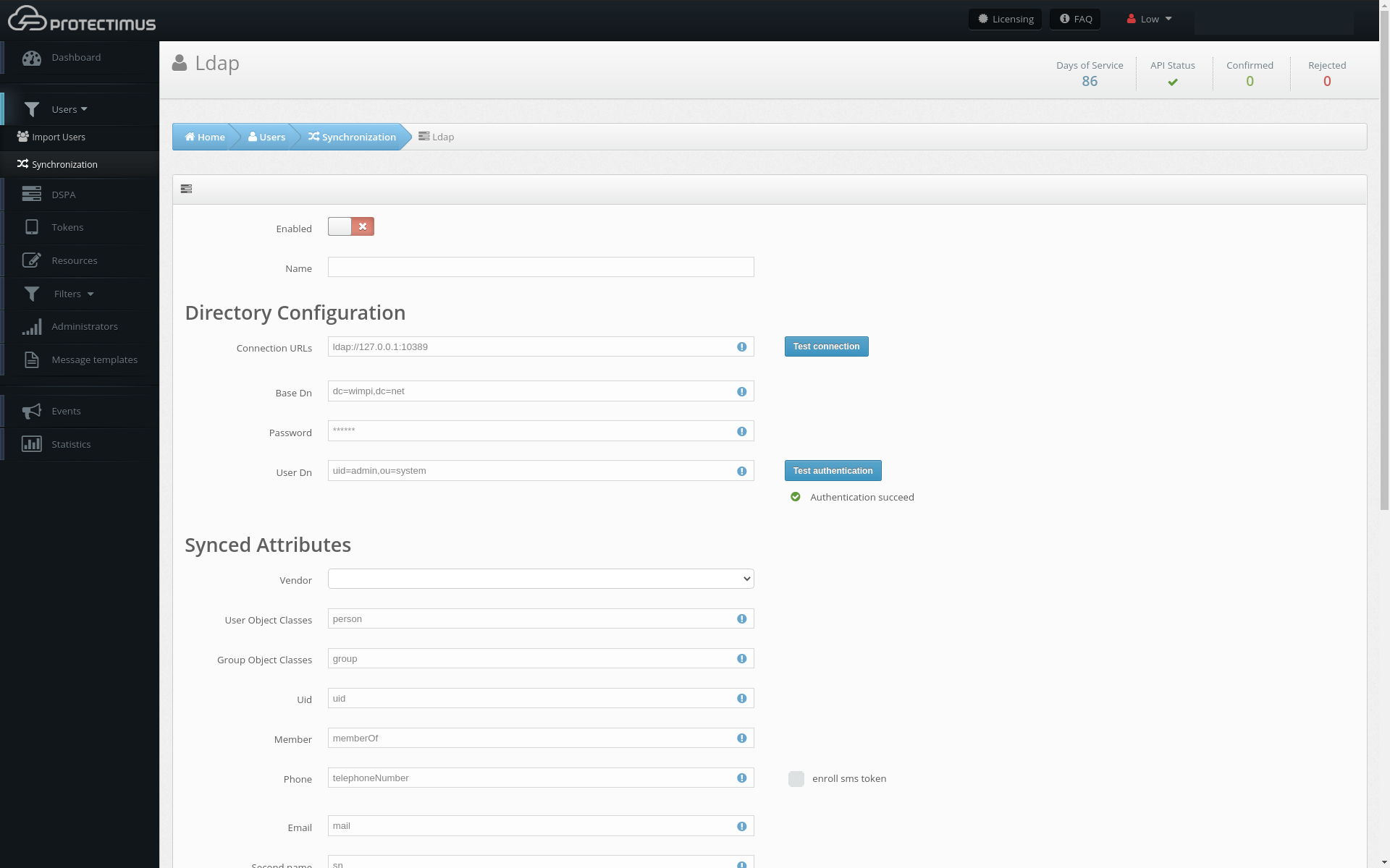 Protectimus DSPA setup - step 3