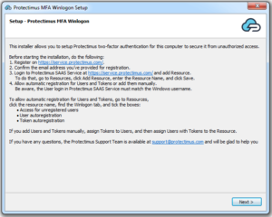 Protectimus Winlogon installation - step 1