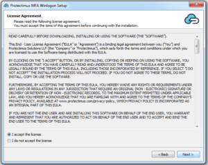 Protectimus Winlogon installation - step 2