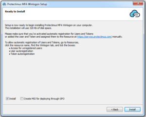 Protectimus Winlogon installation - step 7