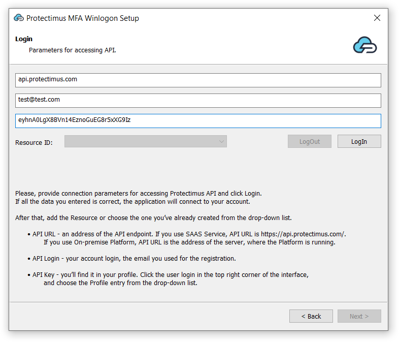 Protectimus Winlogon setup - step 3 (Login)