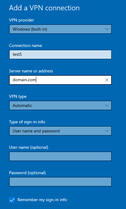 Windows VPN 2FA setup - Save the VPN connection