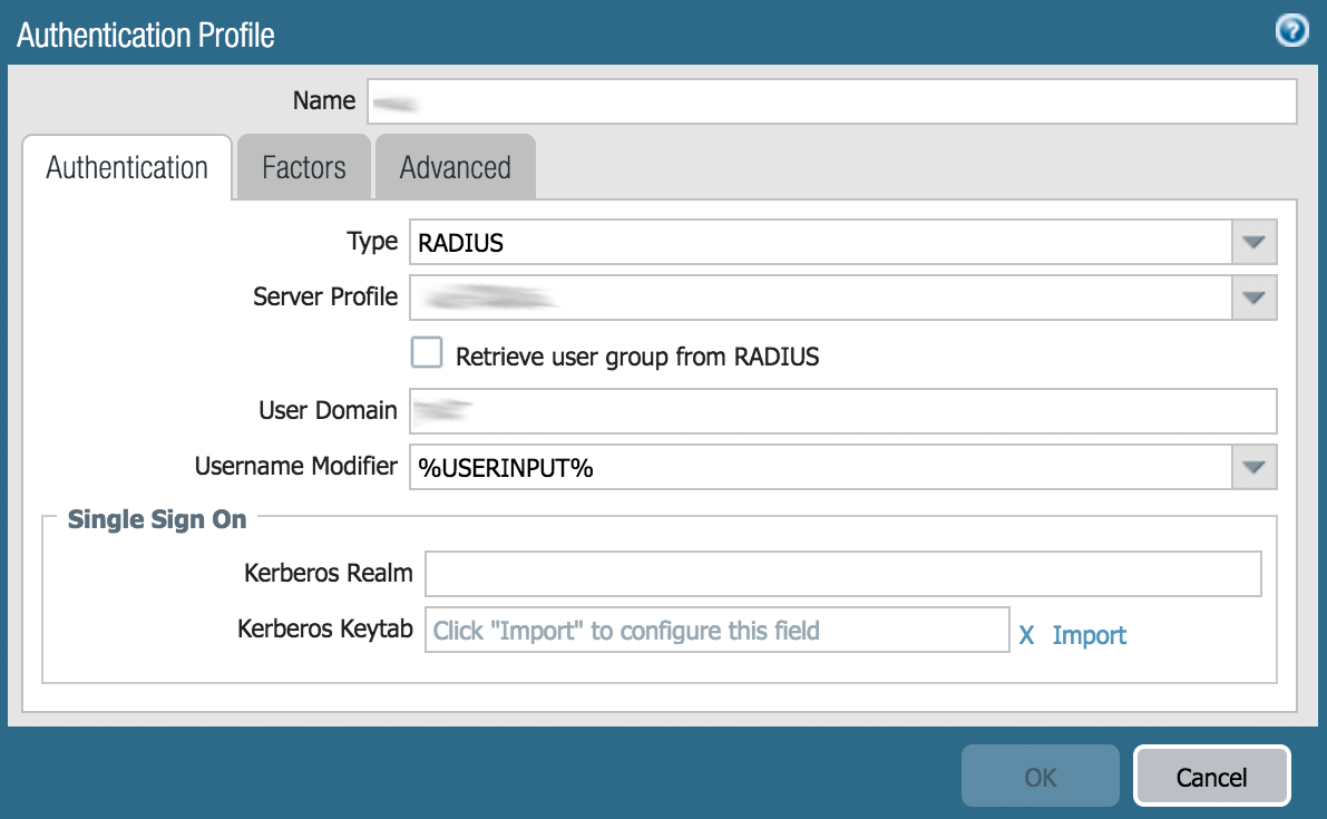 Palo Alto Global Protect VPN 2FA setup - Create an Authentication Profile in Palo Alto Networks