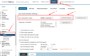 SonicWall VPN two-factor authentication setup - SonicOS 6.5 - Step 1