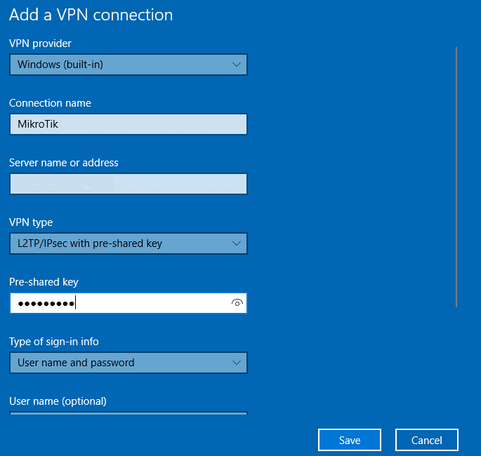 Windows VPN  setup - step 1