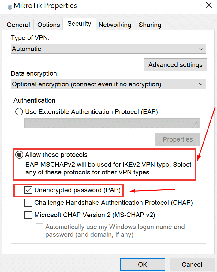 Windows VPN  setup - step 2