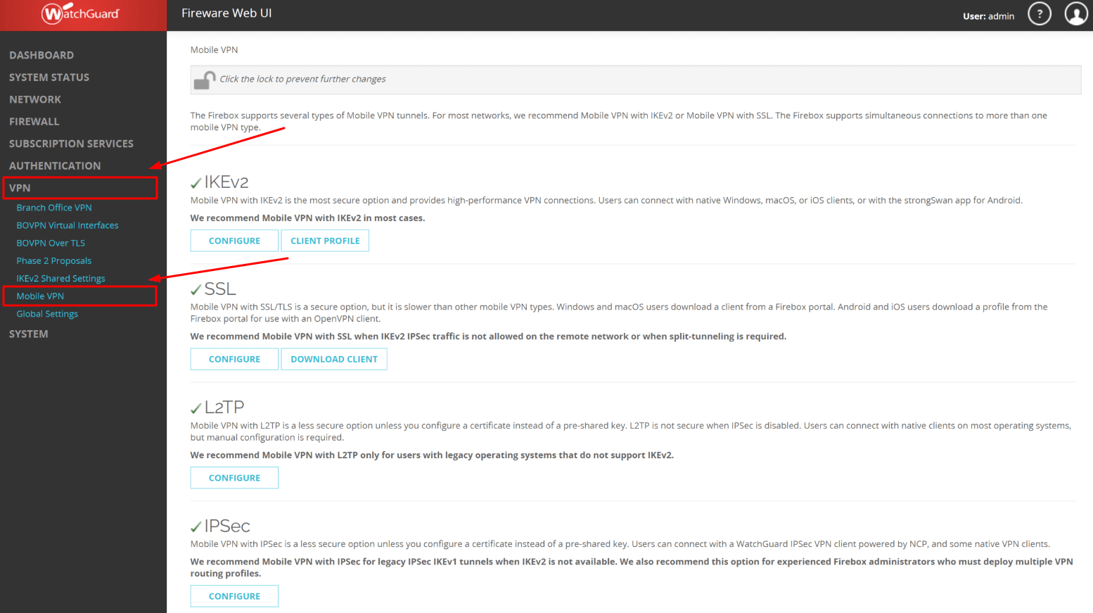 WatchGuard Mobile VPN 2FA setup via RADIUS - step 4