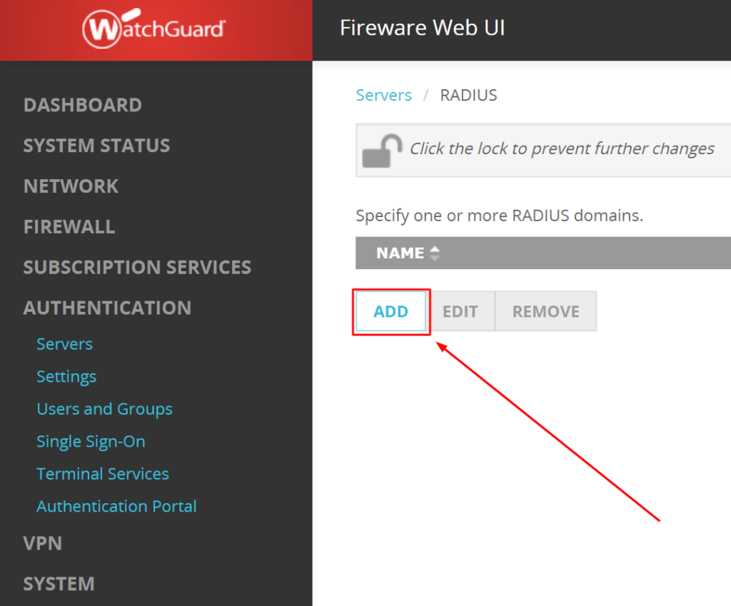 WatchGuard Mobile VPN MFA setup via RADIUS - step 2