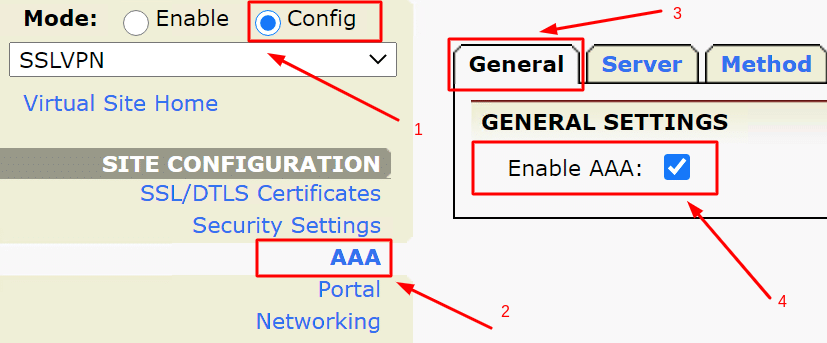 Array VPN 2FA setup via RADIUS - step 1