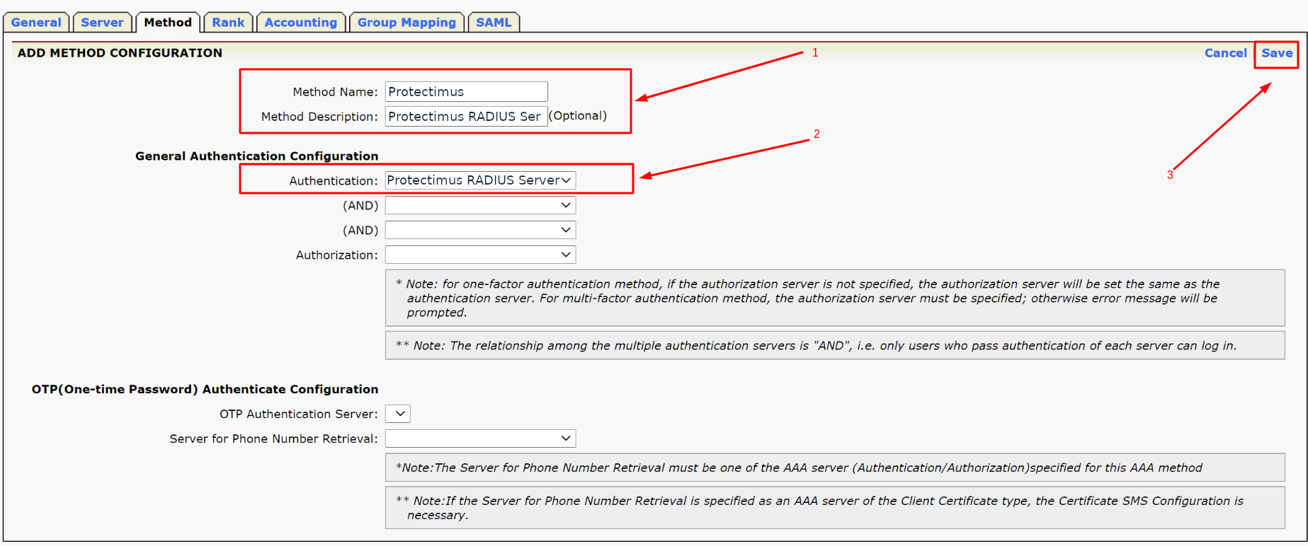 Array VPN 2-factor authentication setup via RADIUS - step 4