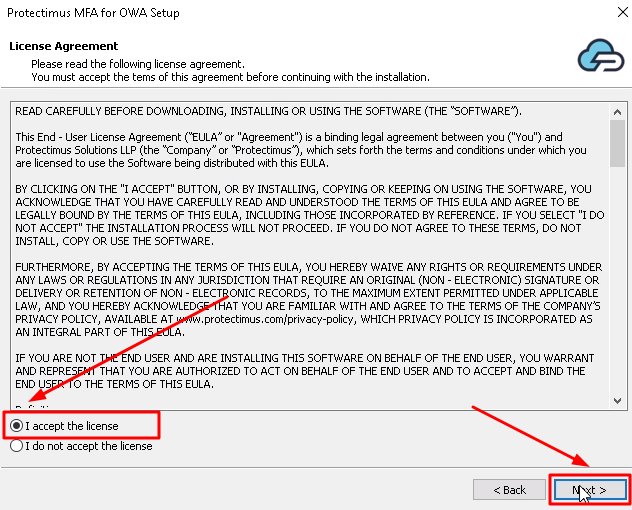 OWA 2-factor authenication setup with Protectimus - step 2