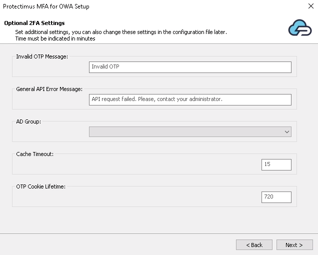 Outlook Web App two-factor authentication setup with Protectimus - step 5