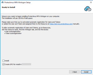Protectimus Winlogon installation - last step - GPO