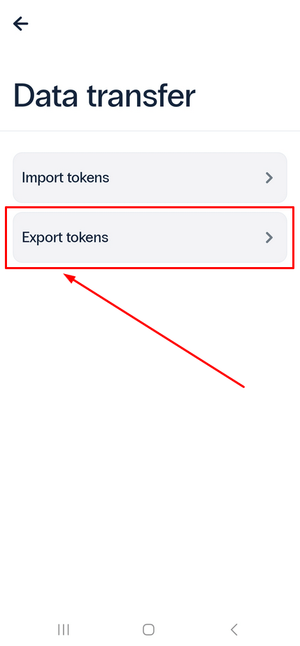 Two-factor authentication app Protectimus Smart OTP - Data transfer feature - Export tokens